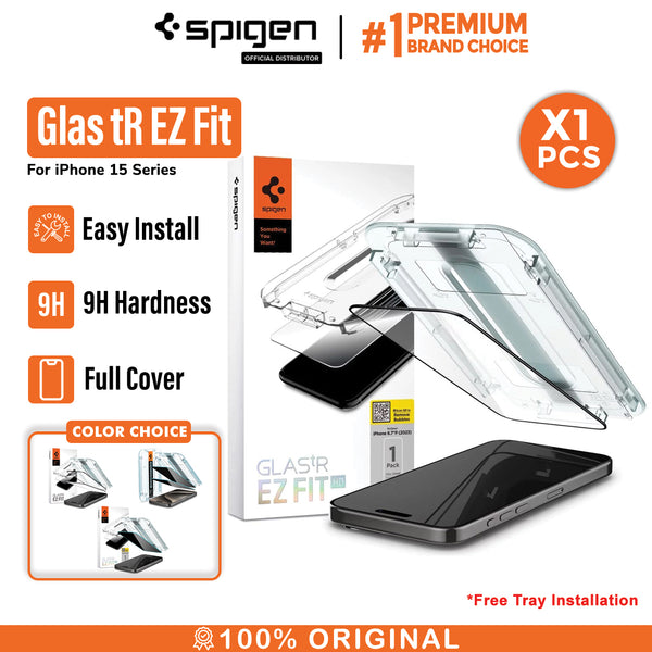 Tempered Glass iPhone 15 Pro Max Plus Spigen Glas tR EZ Fit Full Cover