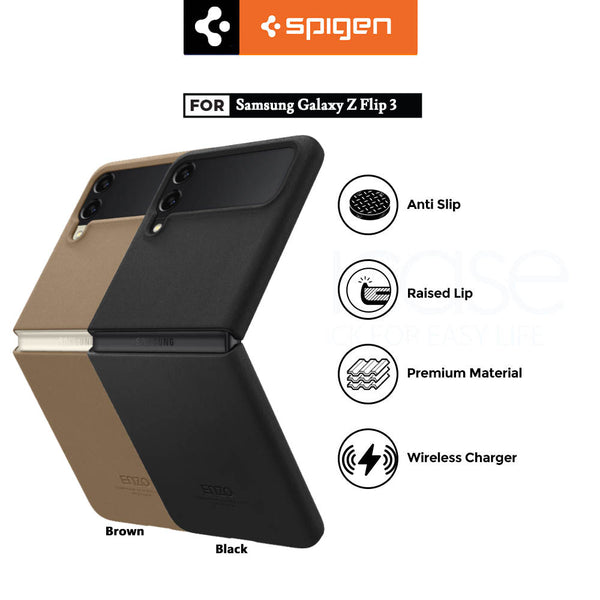 Case Samsung Galaxy Z Flip 3 Spigen Enzo Hardcase Slim Leather Casing