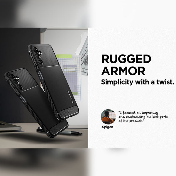 Case Samsung Galaxy A14 5G Spigen Rugged Armor Carbon TPU Soft Casing