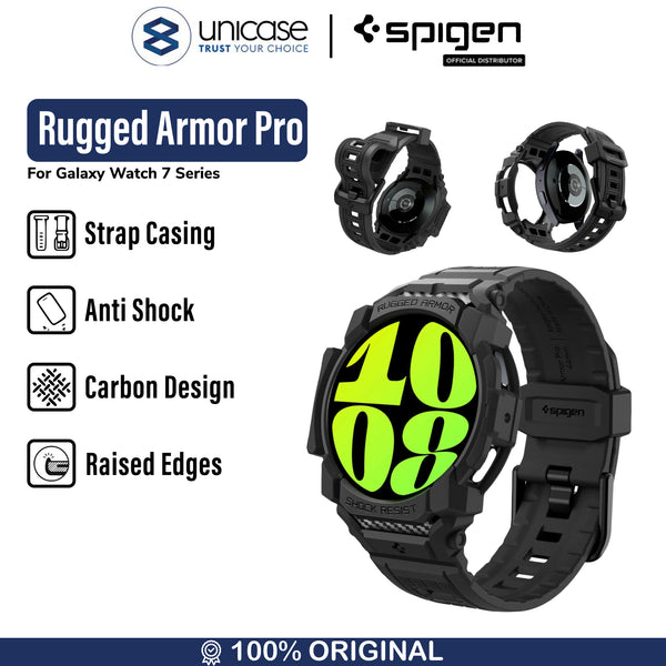 Case Strap Samsung Galaxy Watch 7 44mm/40mm Spigen Rugged Armor Pro Softcase Cover Anti Shock Casing