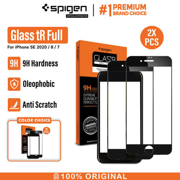 Tempered Glass iPhone SE 3 2022/2020 8/7 Spigen Glas tR Full Cover Screen