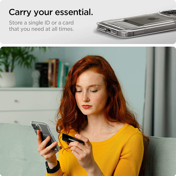 Case iPhone 15 Pro Max Plus Spigen Crystal Slot Card Clear Soft Casing