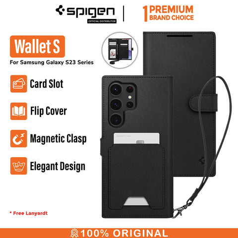 Case Samsung Galaxy S23 Ultra Plus Spigen Wallet S Flip Cover Card