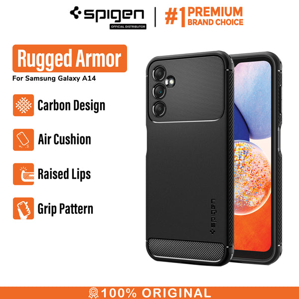 Case Samsung Galaxy A14 5G Spigen Rugged Armor Carbon TPU Soft Casing