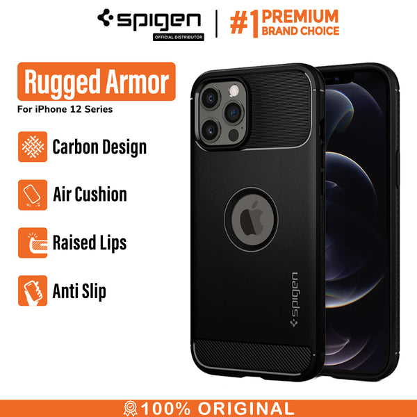 Case iPhone 12 / Pro / Max / Mini Spigen Rugged Armor Carbon Softcase Casing