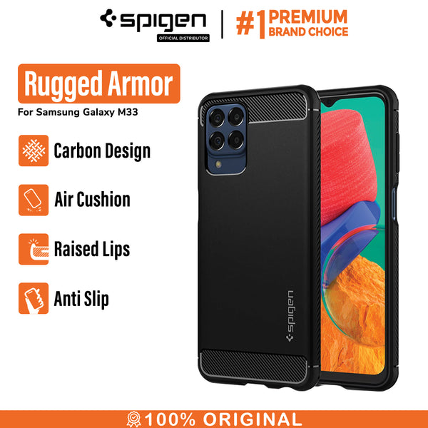 Case Samsung Galaxy M33 5G Spigen Rugged Armor Soft TPU Carbon Casing