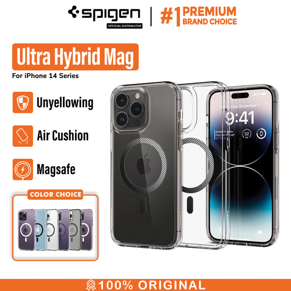 Case iPhone 14 Pro Max Plus Spigen Ultra Hybrid MagSafe Clear Casing