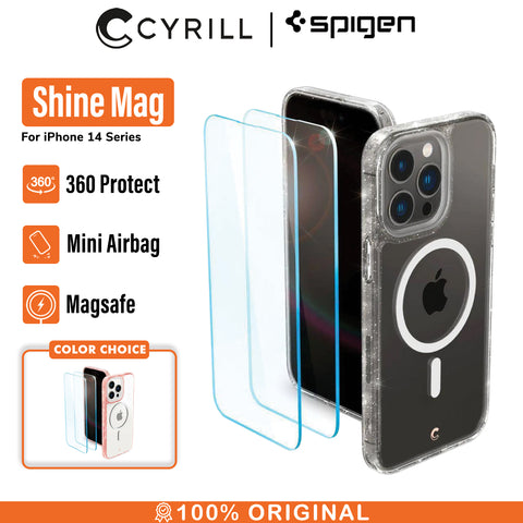 Case iPhone 14 Pro Max Plus Cyrill Shine MagSafe Clear Tempered Glass
