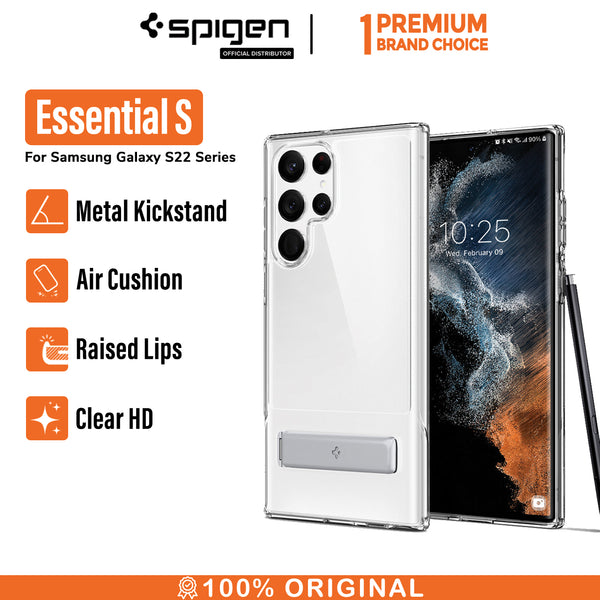 Case Samsung Galaxy S22 Ultra Plus Spigen Essential S Stand Casing