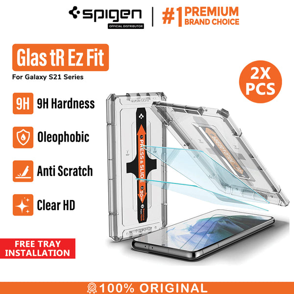 Tempered Glass Samsung Galaxy S21 Ultra S21 Plus Spigen Glas tR EZ Fit Tray
