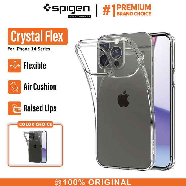 Case iPhone 14 Pro Max Plus Spigen Crystal Flex Clear TPU Slim Casing