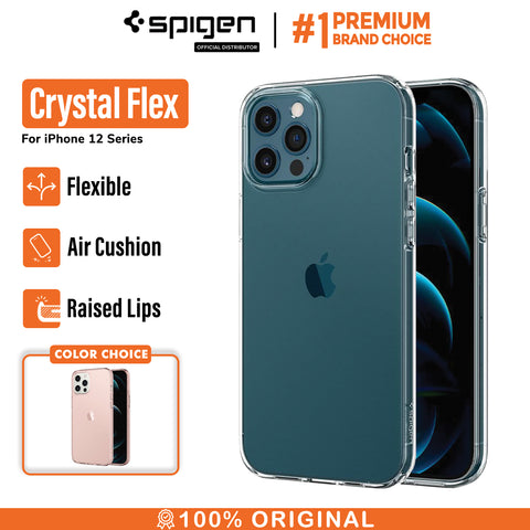 Case iPhone 12 Pro Max 12 Mini Spigen Crystal Flex Clear Anti Slip Casing