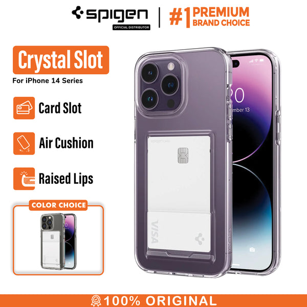 Case iPhone 14 Pro Max Plus Spigen Crystal Card Slot Clear Soft Casing