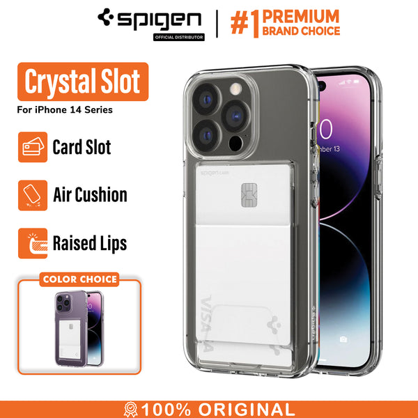 Case iPhone 14 Pro Max Plus Spigen Crystal Card Slot Clear Soft Casing