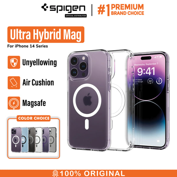 Case iPhone 14 Pro Max Plus Spigen Ultra Hybrid MagSafe Clear Casing