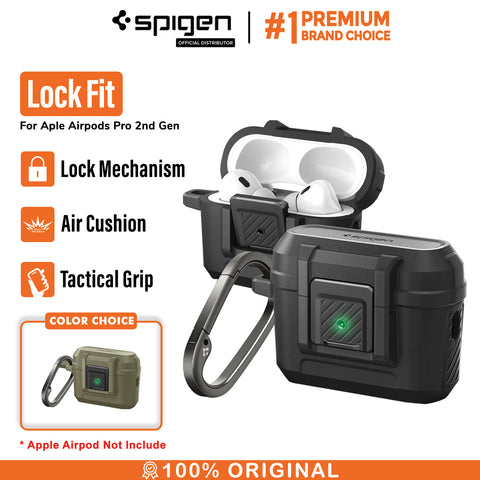 Case Airpods Pro 2 Spigen Lock Fit Shockproof Hard Drop Cover Casing