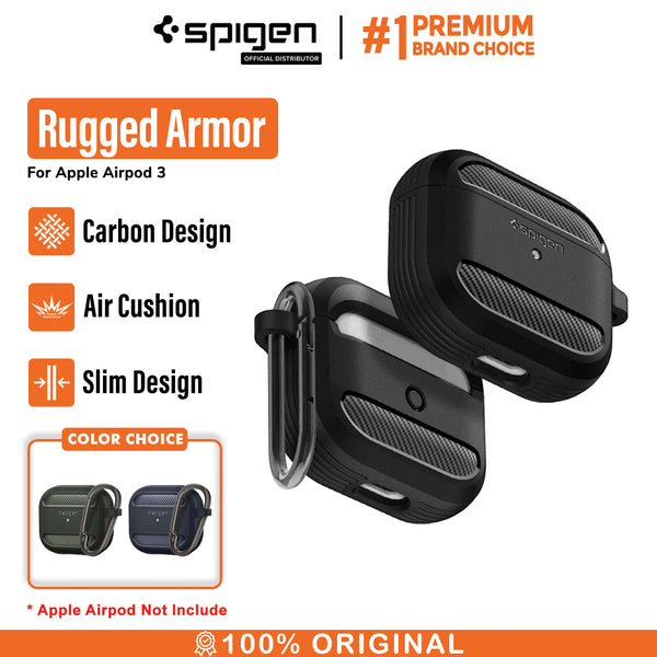 Case Airpods 3 Spigen Rugged Armor Carbon Fiber Slim Cover Casing