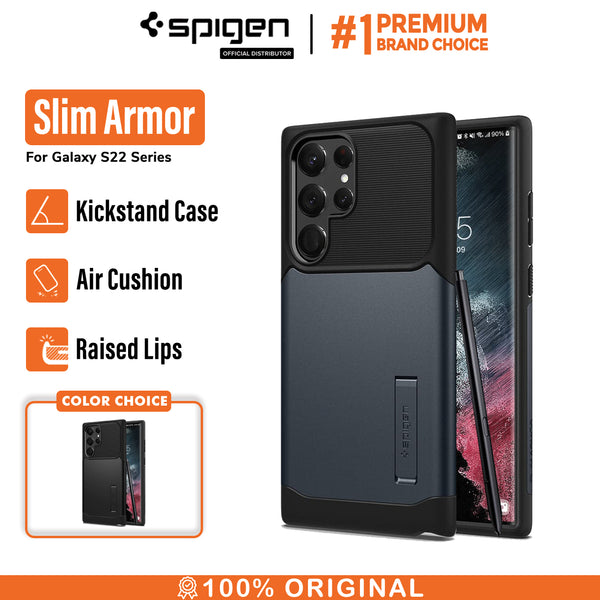 Case Samsung Galaxy S22 Ultra Plus Spigen Slim Armor Stand Casing