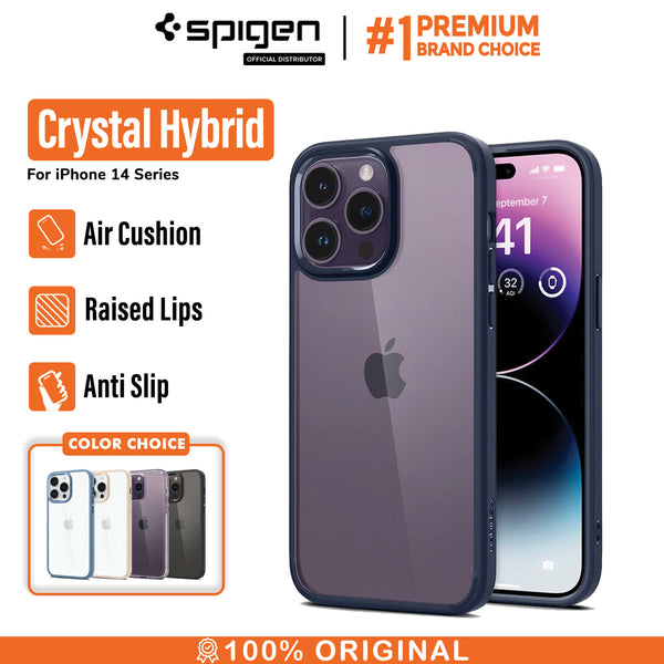 Case iPhone 14 Pro Max Plus Spigen Crystal Hybrid Slim Clear Casing