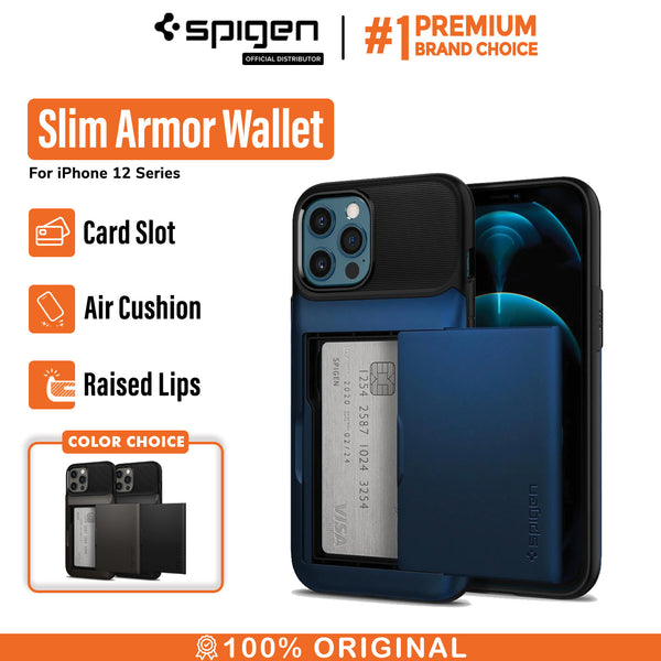 Case iPhone 12 Pro Max 12 Mini Spigen Slim Armor Wallet Card Slot Casing