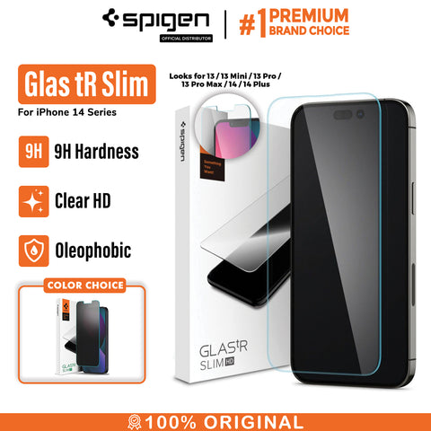 Tempered Glass iPhone 14/13 Mini Pro Max Plus Spigen Glas tR Slim 9H