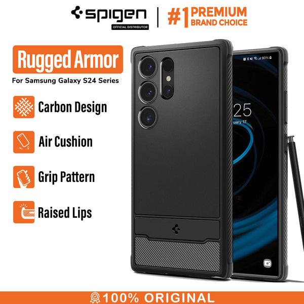 Case Samsung Galaxy S24 Ultra Plus Spigen Rugged Armor Carbon Casing