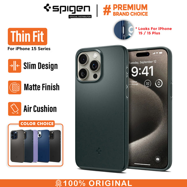 Case iPhone 15 Pro Max Plus Spigen Thin Fit Slim Matte Cover Casing