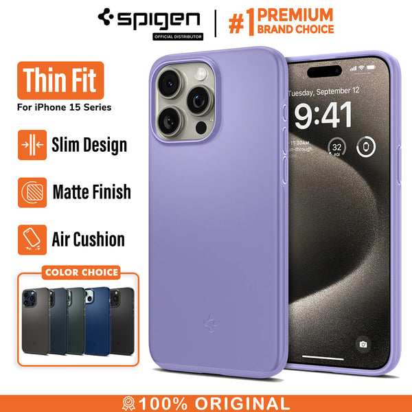 Case iPhone 15 Pro Max Plus Spigen Thin Fit Slim Matte Cover Casing