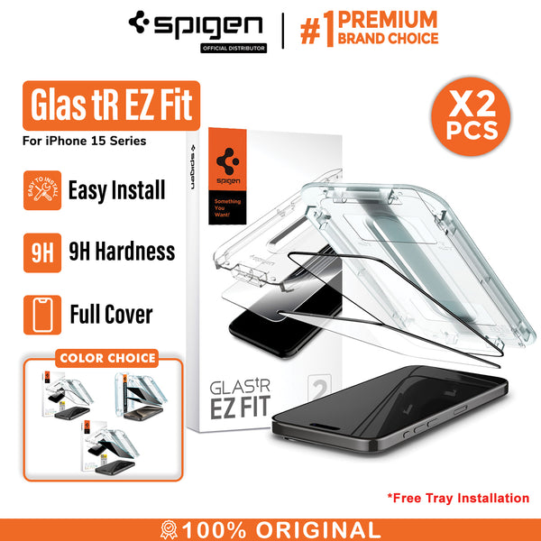Tempered Glass iPhone 15 Pro Max Plus Spigen Glas tR EZ Fit Full Cover