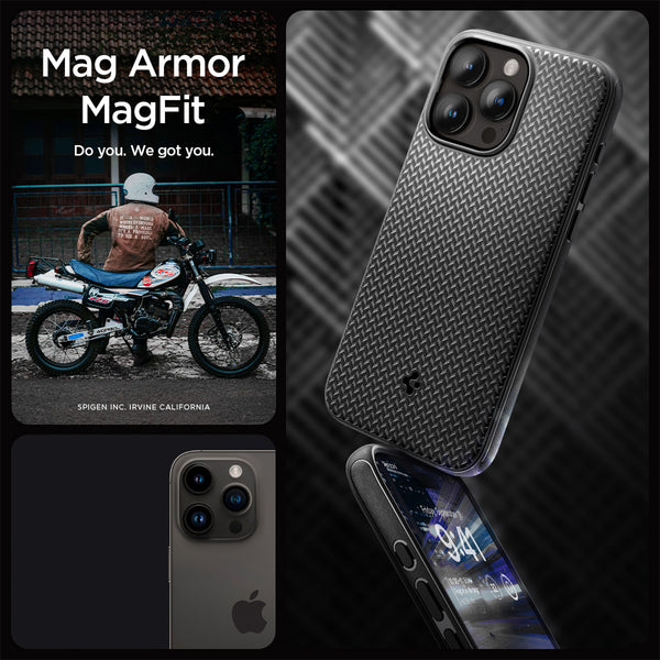 Case iPhone 15 Pro Max Plus Spigen Mag Armor MagSafe Matte Shockproof
