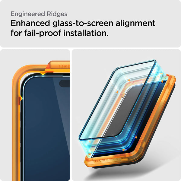 Tempered Glass iPhone 15 Pro Max Plus Spigen Alignmaster Clear Cover