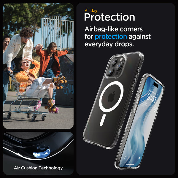 Case iPhone 15 Pro Max Plus Spigen Crystal Hybrid MagSafe Clear Casing