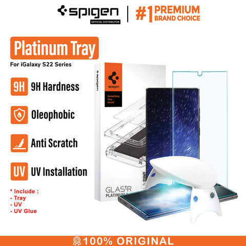 Tempered Glass UV Samsung Galaxy S22 Ultra Plus Spigen Platinum Tray