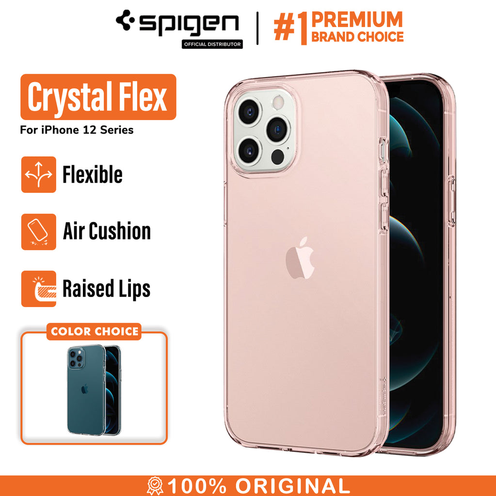 Case iPhone 12 Pro Max 12 Mini Spigen Crystal Flex Clear Anti Slip