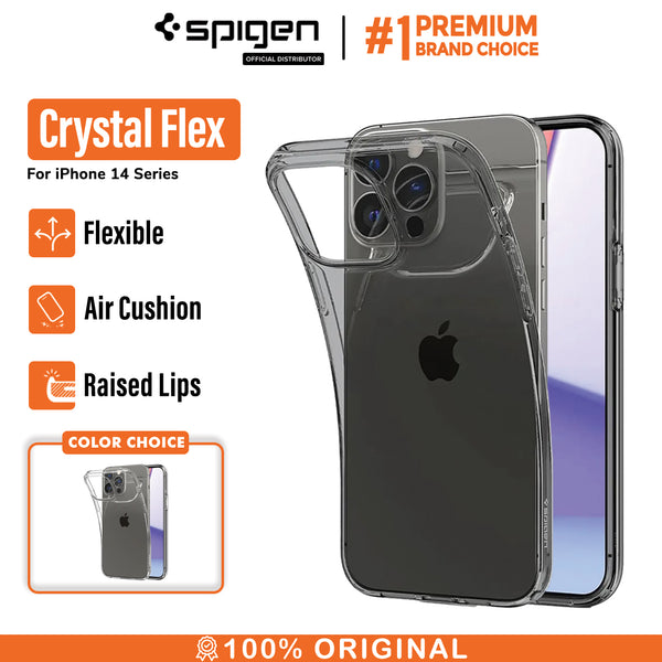 Case iPhone 14 Pro Max Plus Spigen Crystal Flex Clear TPU Slim Casing