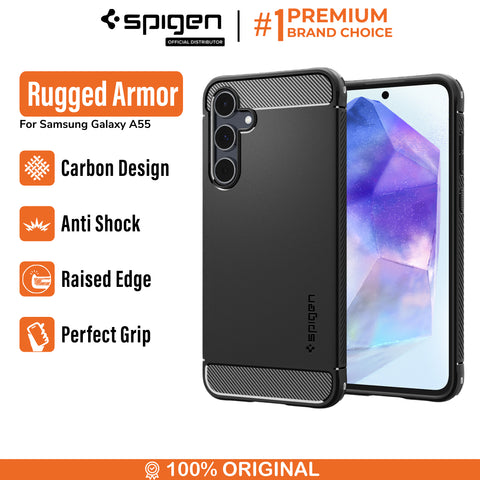Case Samsung Galaxy A55 Spigen Rugged Armor TPU Carbon Cover Casing