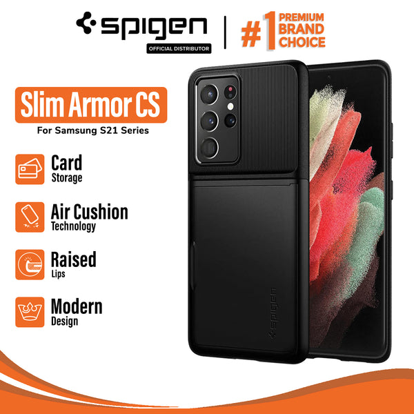 Case Samsung Galaxy S21 Ultra Plus Spigen Slim Armor CS Card Slot Casing