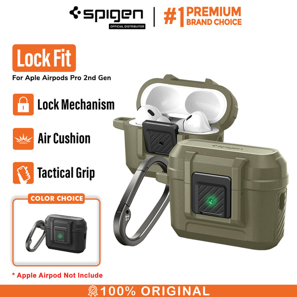 Case Airpods Pro 2 Spigen Lock Fit Shockproof Hard Drop Cover Casing