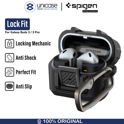 Case Samsung Galaxy Buds 3 / 3 Pro Spigen Lock Fit Anti Shock Crack Scratch Matte Cover Casing