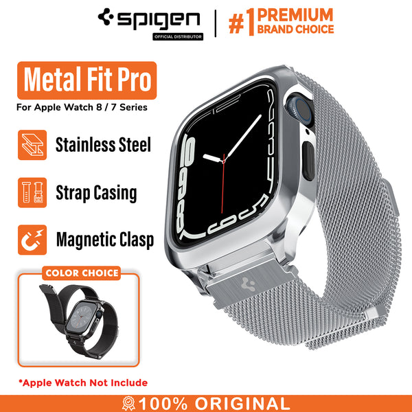 Case Strap Apple Watch 8/7 45/41mm Spigen Metal Fit Pro Stainless Mesh