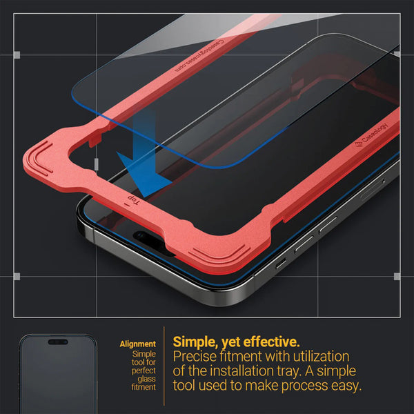 Tempered Glass iPhone 14 Pro Max Plus Caseology by Spigen Snap Fit 9H