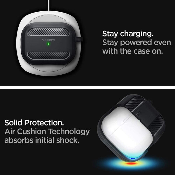 Case Apple Airpods Pro Spigen Rugged Armor Carbon Fiber Softcase Slim Casing