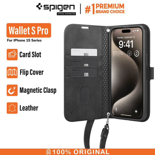 Case iPhone 15 Pro Max Plus Spigen Wallet S Pro Card Slot Cover Casing