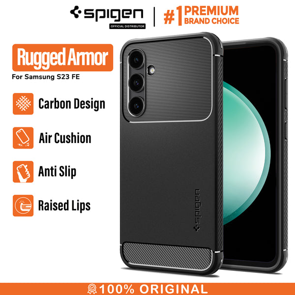 Case Samsung Galaxy S23 FE Spigen Rugged Armor Carbon Softcase Casing