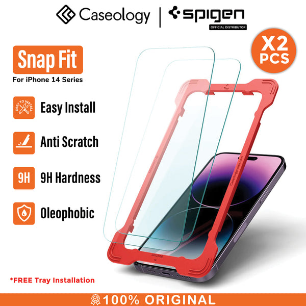 Tempered Glass iPhone 14 Pro Max Plus Caseology by Spigen Snap Fit 9H