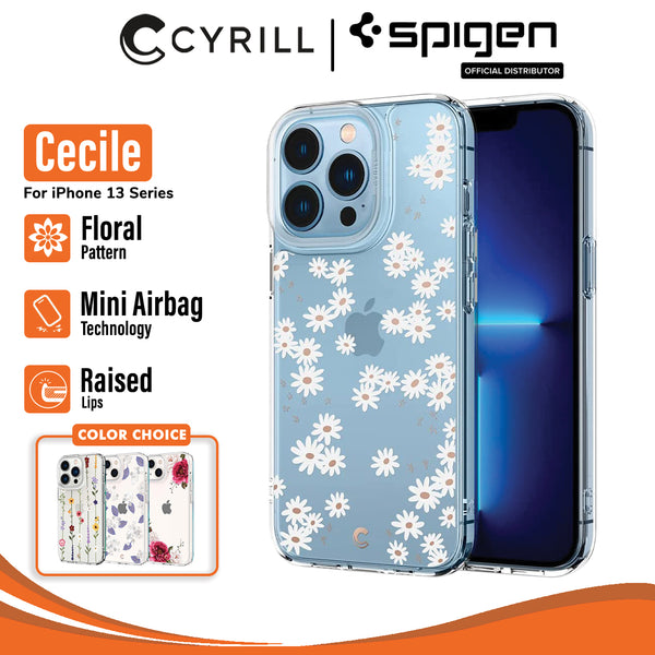 Case iPhone 13 Pro Max 13 Mini Ciel Cecile Transparant Motif Hybrid Casing