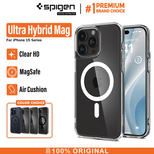 Case iPhone 15 Pro Max Plus Spigen Ultra Hybrid MagSafe Clear Casing