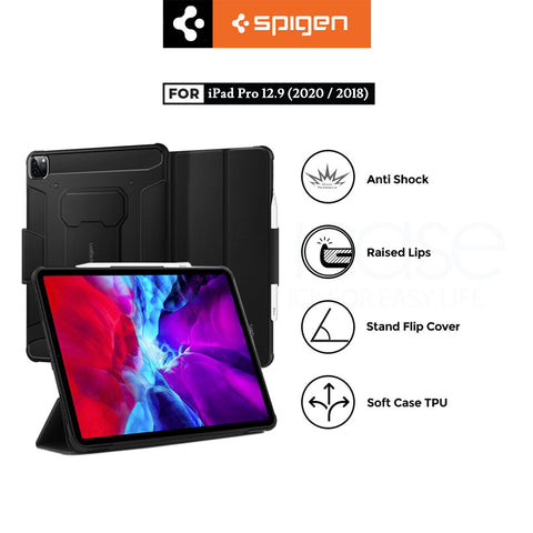 Case iPad Pro 12.9" (2020/2018) Spigen Softcase Carbon Fiber Rugged Armor Pro Original Casing