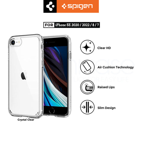 Case iPhone SE 3 2022/2020 8/7 Spigen Crystal Hybrid Clear Casing