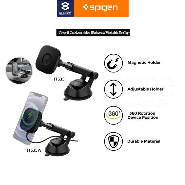 Car Holder Dashboard / Windshield iPhone 12 Spigen Magnetic Stand / Wireless Mount Charging